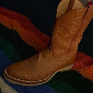 Justin Style 5006 Tekno Crepe Ostrich Boots Brown size 11 1/2 EE